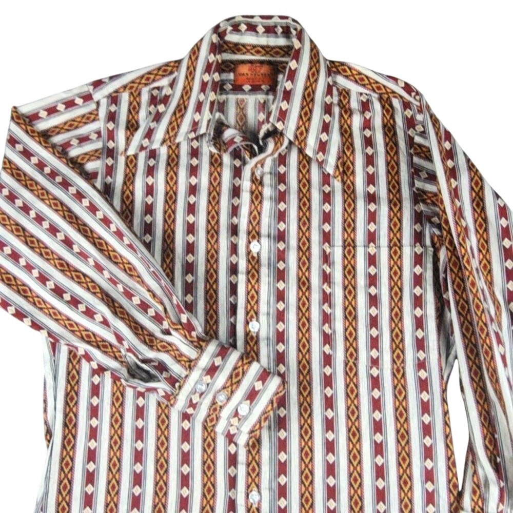 Vintage Van Heusen Shirt Mens Small Multicolor Long Sleeve Southwestern 70s